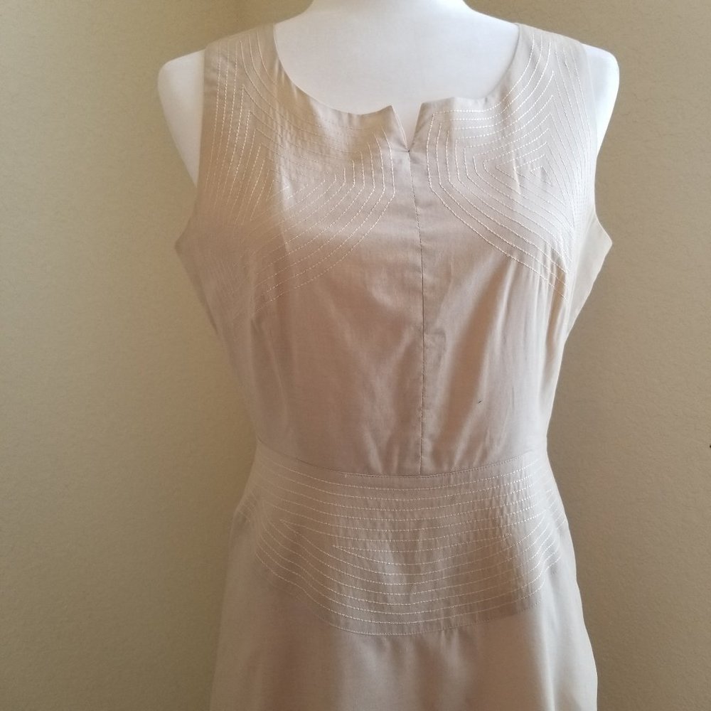 Lapis Tan Light Dress With White Stitching